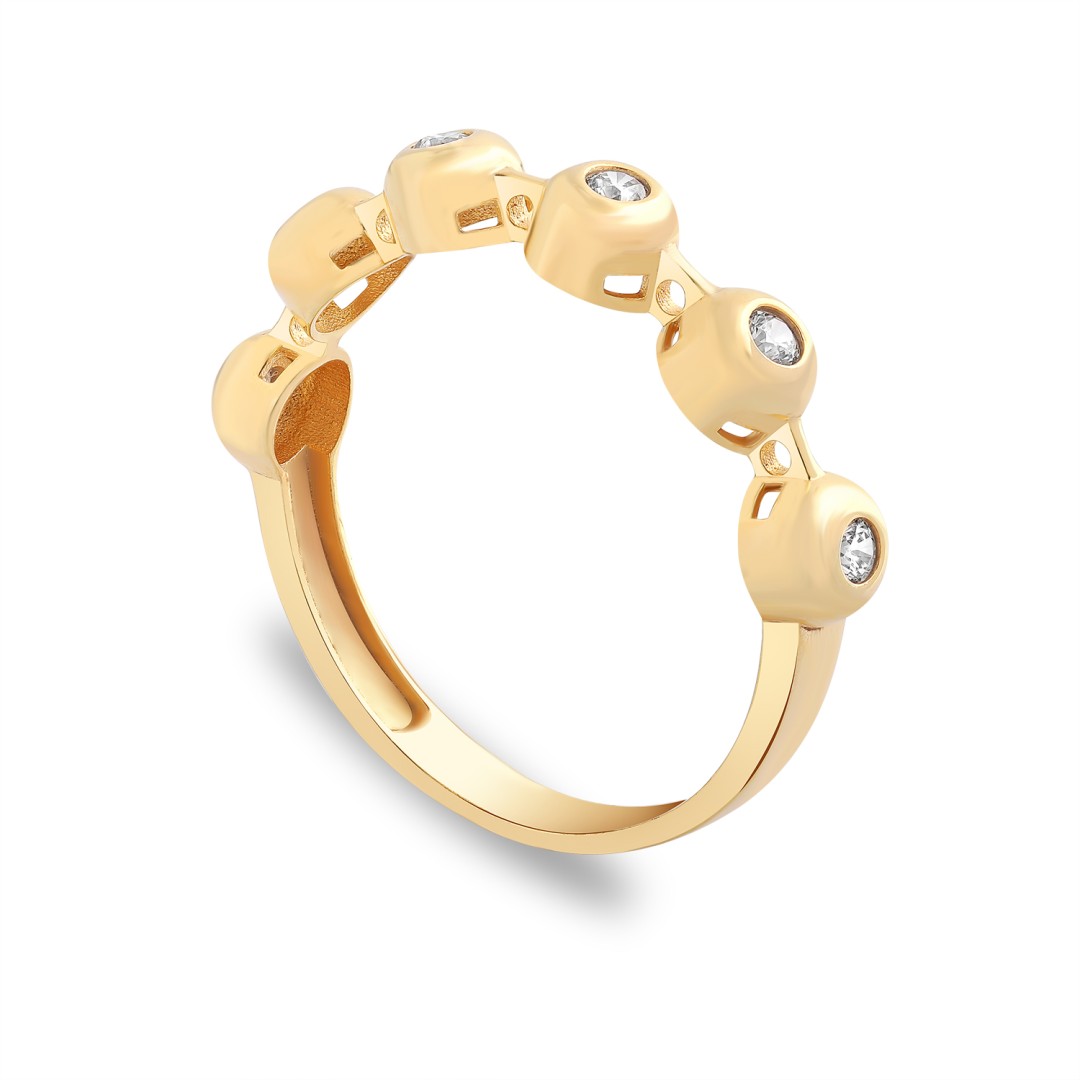 14 Ayar Beyaz Altın Mavi Taşlı Baget Kesim Tektaş Yüzük