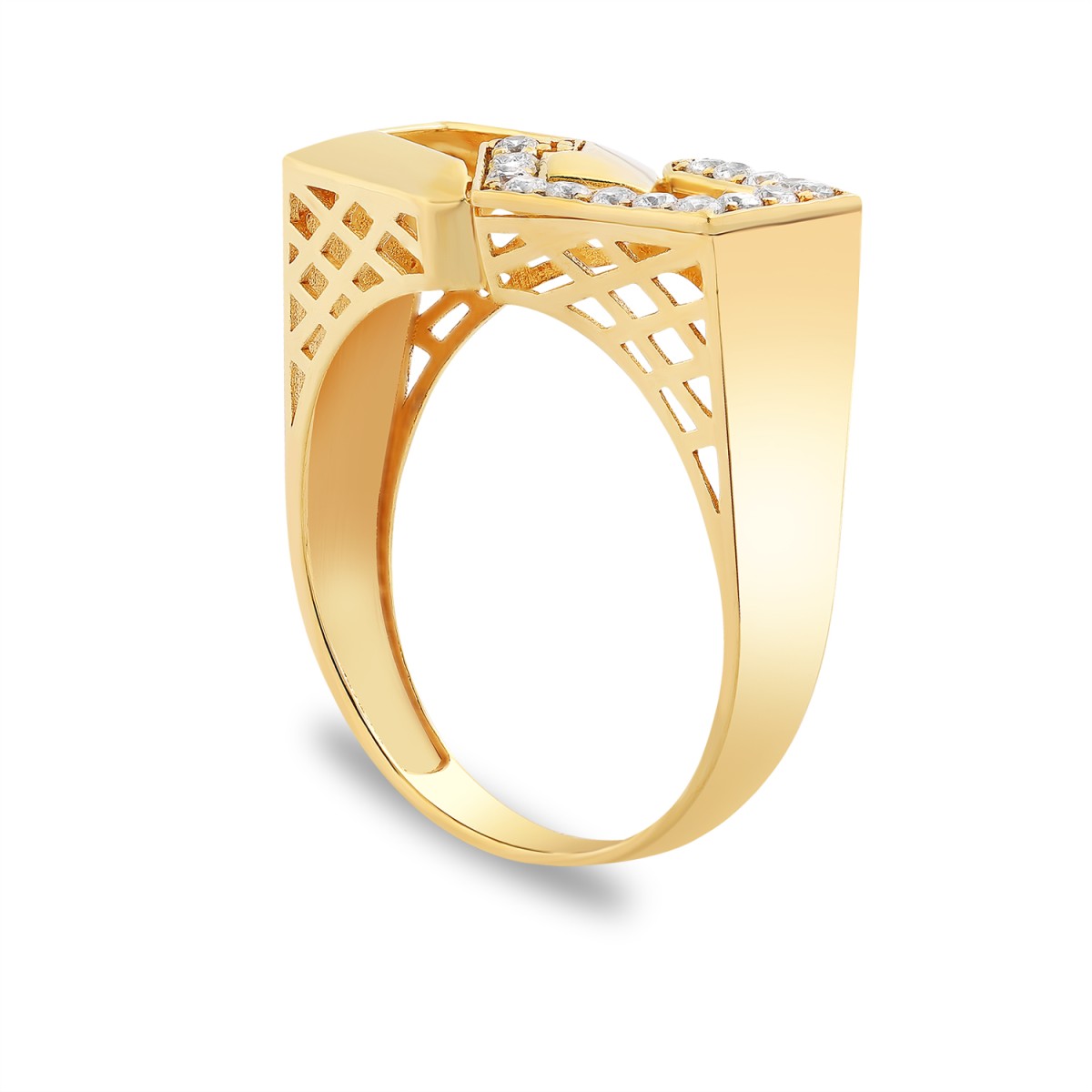 14 Ayar Beyaz Altın Üçtaş Yüzük