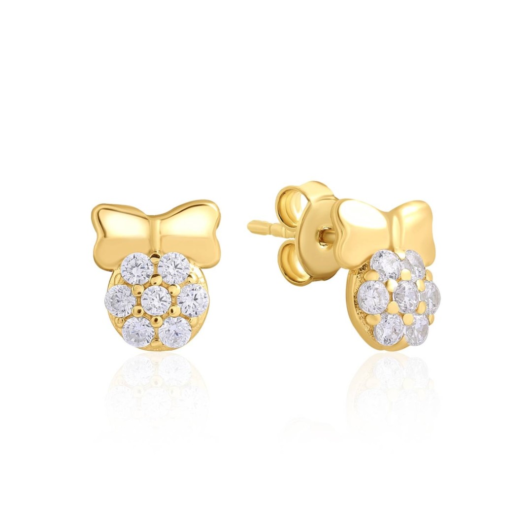 14 Ayar Sarı Altın Fiyonk Figürlü Taşlı Küpe